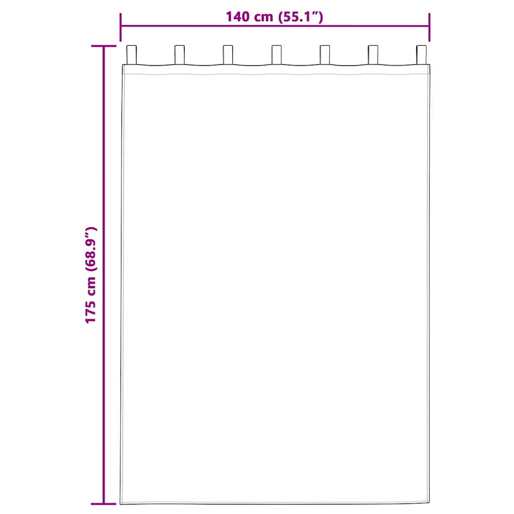 Mørklægningsgardiner med ringe 2 pcs Ren Hvid 175 x 140 cm