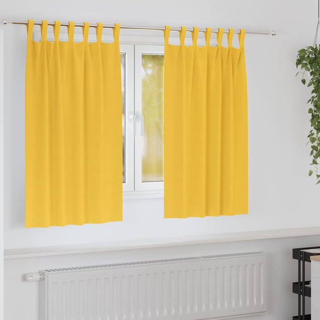 Mørklægningsgardiner med ringe 2 pcs Sennepsgul 140 x 140 cm