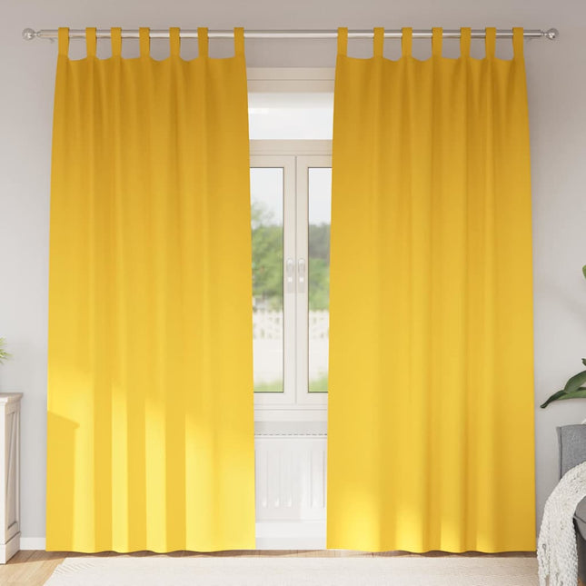 Mørklægningsgardiner med ringe 2 pcs Sennepsgul 225 x 140 cm