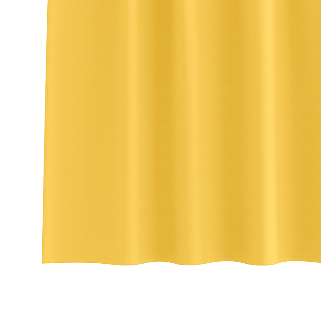 Mørklægningsgardiner med ringe 2 pcs Sennepsgul 260 x 140 cm