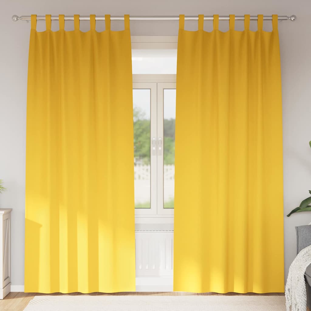 Mørklægningsgardiner med ringe 2 pcs Sennepsgul 260 x 140 cm