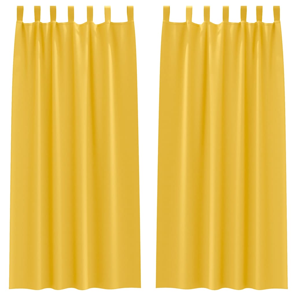 Mørklægningsgardiner med ringe 2 pcs Sennepsgul 260 x 140 cm