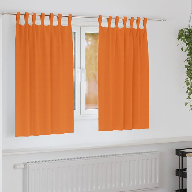 Mørklægningsgardiner med ringe 2 pcs Lys Orange 140 x 140 cm