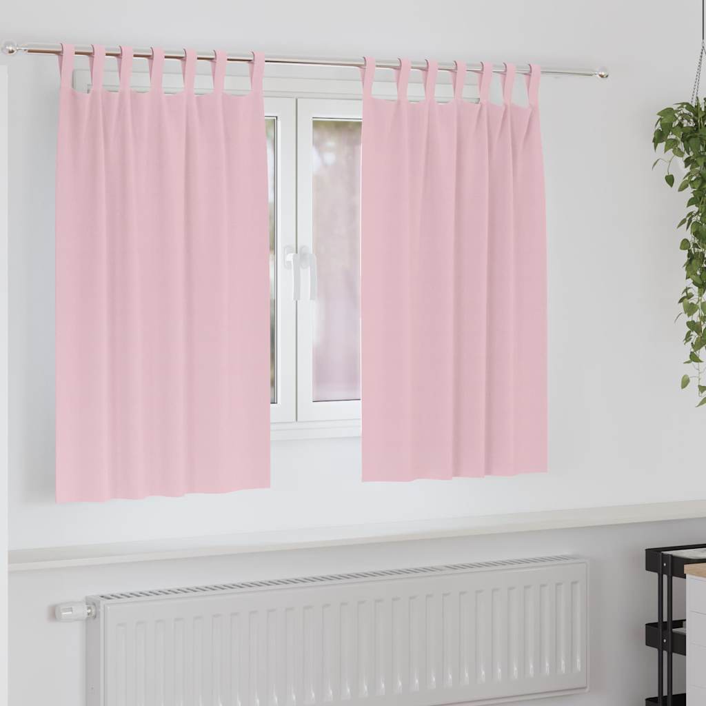 Mørklægningsgardiner med ringe 2 pcs Lyserød 140 x 140 cm