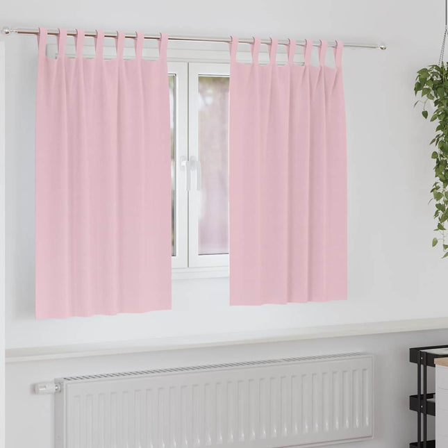 Mørklægningsgardiner med ringe 2 pcs Lyserød 140 x 140 cm