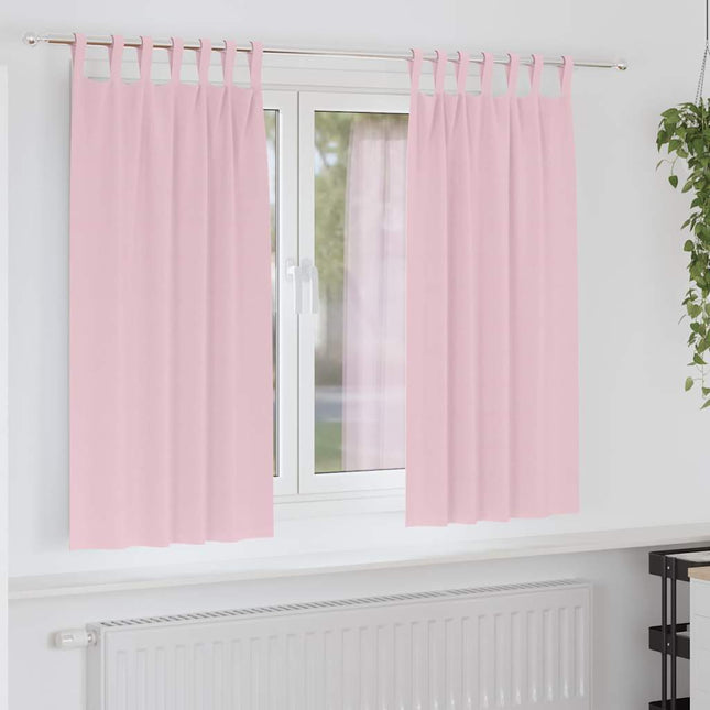 Mørklægningsgardiner med ringe 2 pcs Lyserød 175 x 140 cm