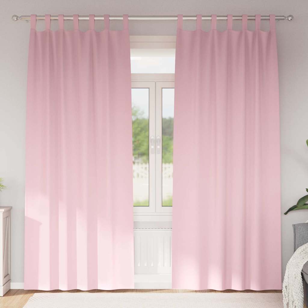 Mørklægningsgardiner med ringe 2 pcs Lyserød 260 x 140 cm