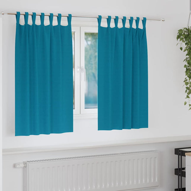 Mørklægningsgardiner med ringe 2 pcs Turkis 140 x 140 cm