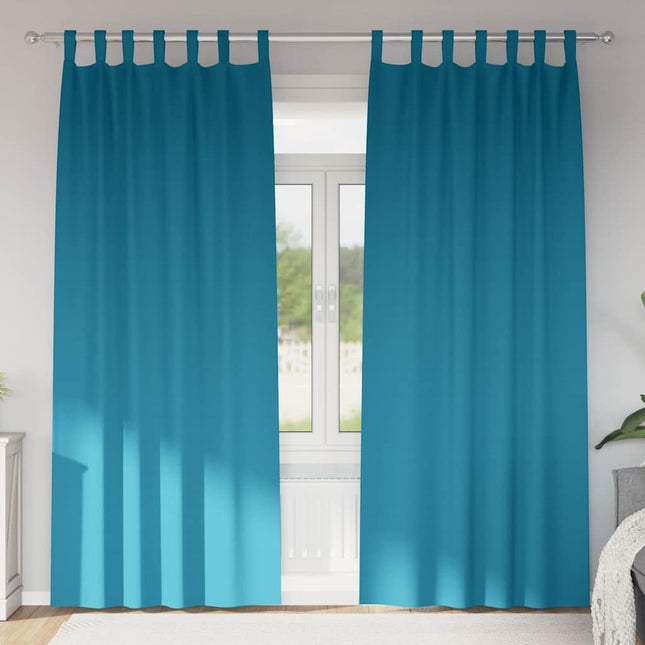 Mørklægningsgardiner med ringe 2 pcs Turkis 225 x 140 cm