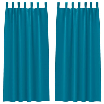 Mørklægningsgardiner med ringe 2 stk. Turkis 225 x 140 cm