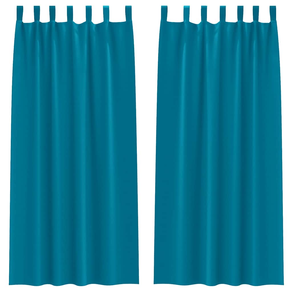 Mørklægningsgardiner med ringe 2 pcs Turkis 245 x 140 cm
