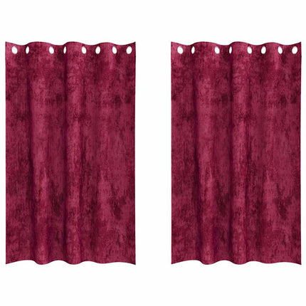 Velour Gardiner med gardiner 2 pcs Vinrød 175 x 140 cm Fløjl