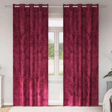 Velour Gardiner med gardiner 2 pcs Vinrød 225 x 140 cm Fløjl