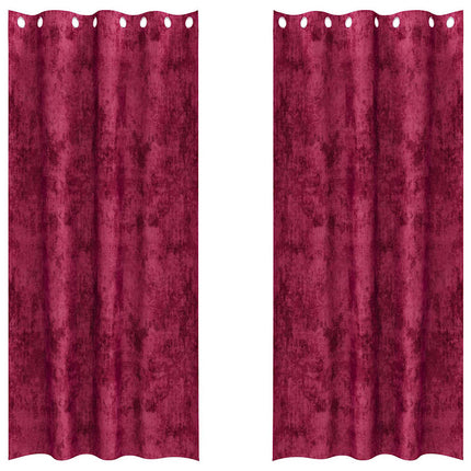 Velour Gardiner med gardiner 2 pcs Vinrød 245 x 140 cm Fløjl