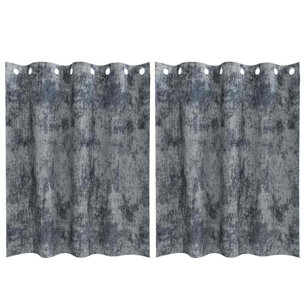 Velour Gardiner med gardiner 2 pcs Sølvgrå 140 x 140 cm Fløjl
