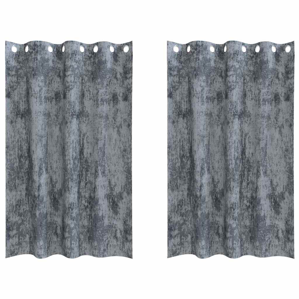 Velour Gardiner med gardiner 2 pcs Sølvgrå 175 x 140 cm Fløjl