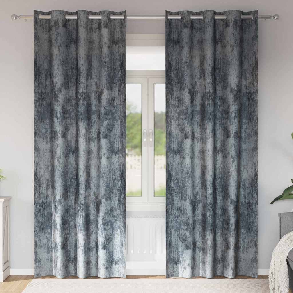 Velour Gardiner med gardiner 2 pcs Sølvgrå 225 x 140 cm Fløjl
