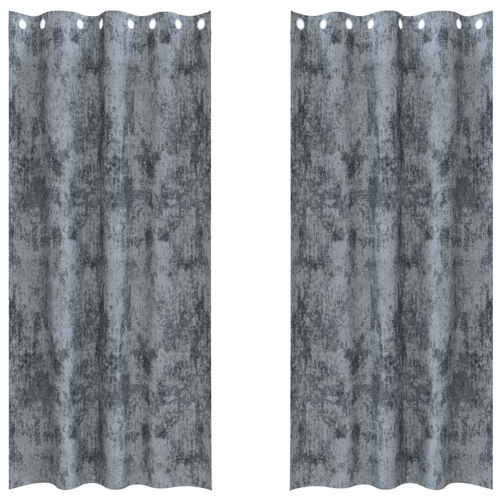 Velour Gardiner med gardiner 2 pcs Sølvgrå 225 x 140 cm Fløjl