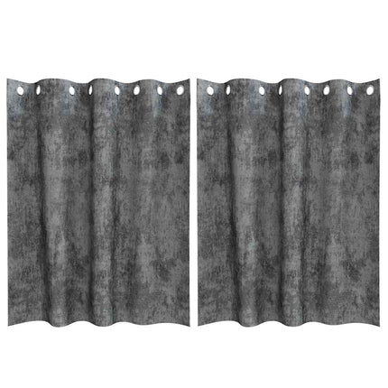Velour Gardiner 2 stk. Grå 140 x 140 cm Fløjl