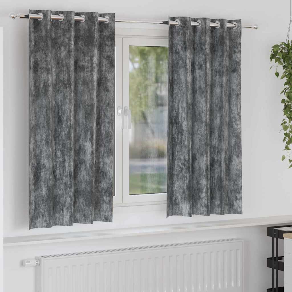 Velour Gardiner med gardiner 2 pcs Grå 175 x 140 cm Fløjl