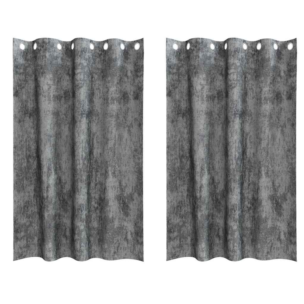 Velour Gardiner med gardiner 2 pcs Grå 175 x 140 cm Fløjl