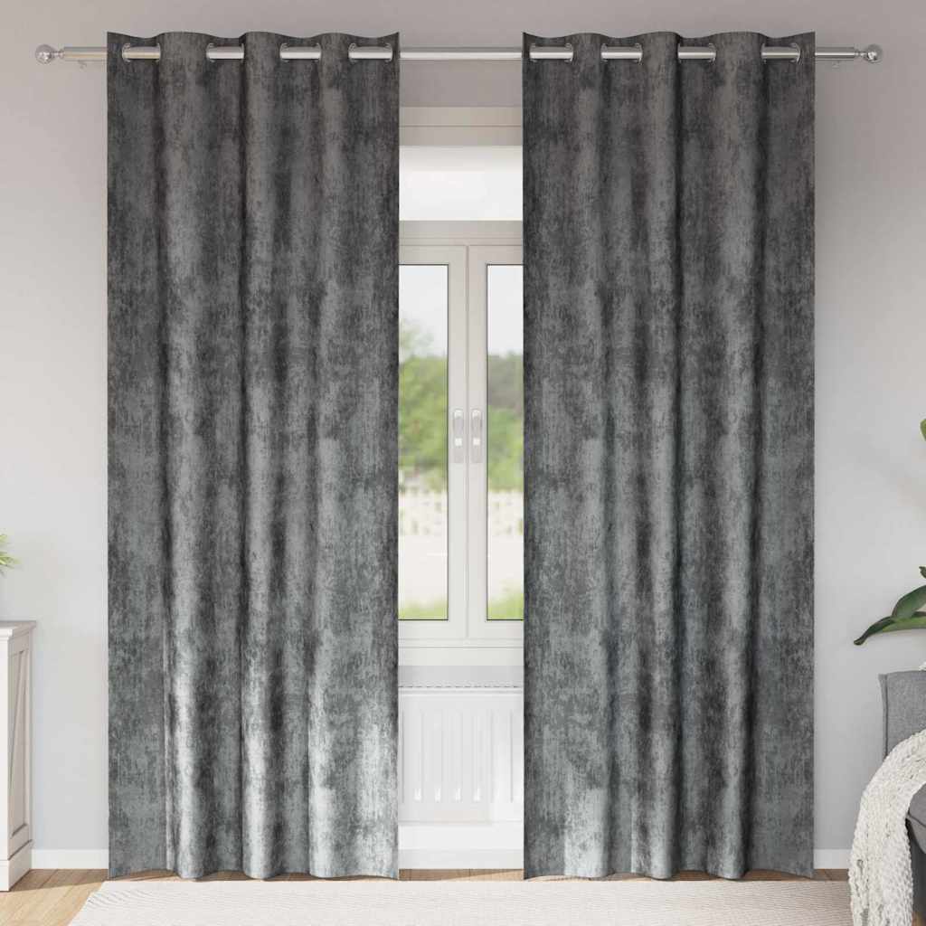 Velour Gardiner med gardiner 2 pcs Grå 260 x 140 cm Fløjl