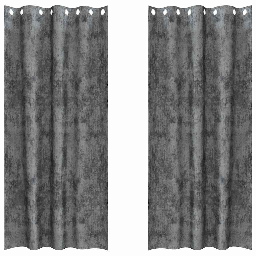 Velour Gardiner med gardiner 2 pcs Grå 260 x 140 cm Fløjl