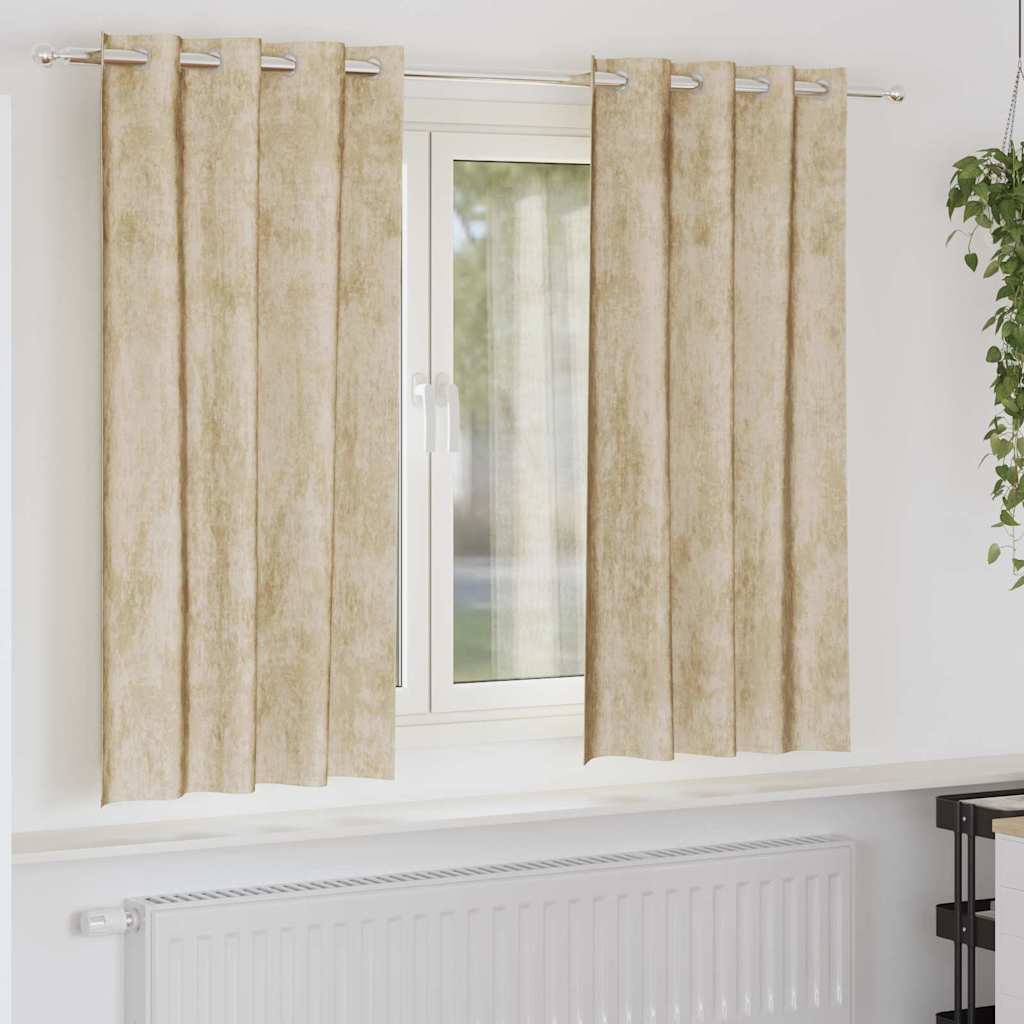Velour Gardiner med gardiner 2 pcs Creme 175 x 140 cm Fløjl