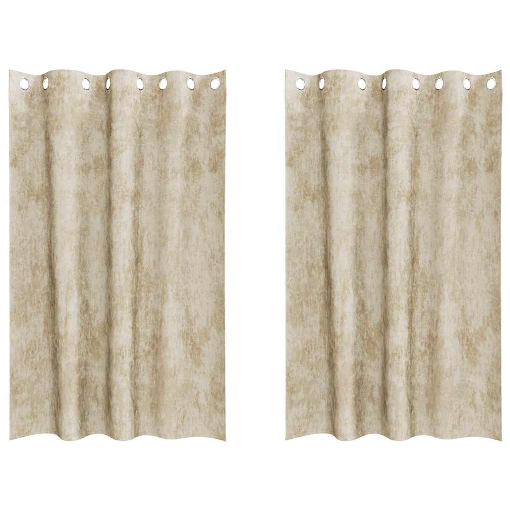 Velour Gardiner med gardiner 2 pcs Creme 175 x 140 cm Fløjl