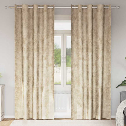 Velour Gardiner 2 stk. Creme 225 x 140 cm Fløjl