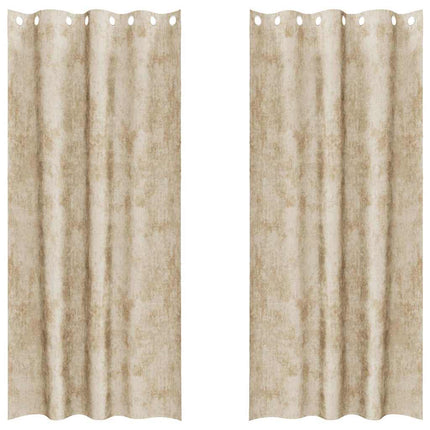 Velour Gardiner 2 stk. Creme 225 x 140 cm Fløjl