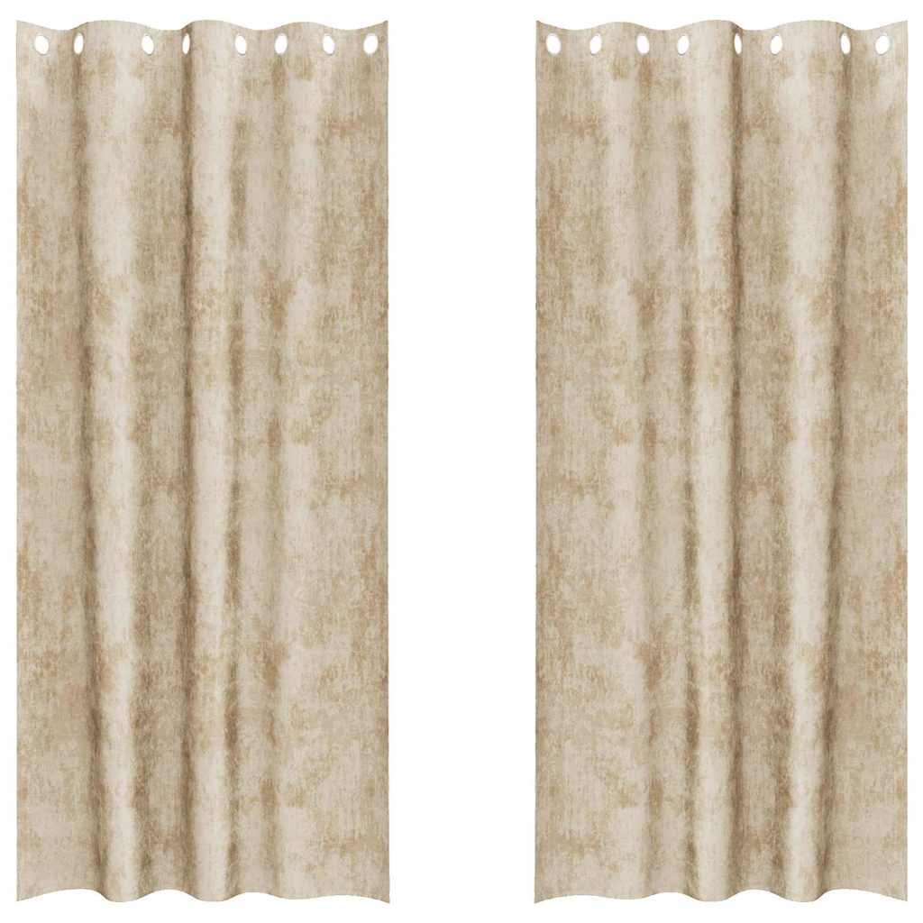 Velour Gardiner med gardiner 2 pcs Creme 260 x 140 cm Fløjl