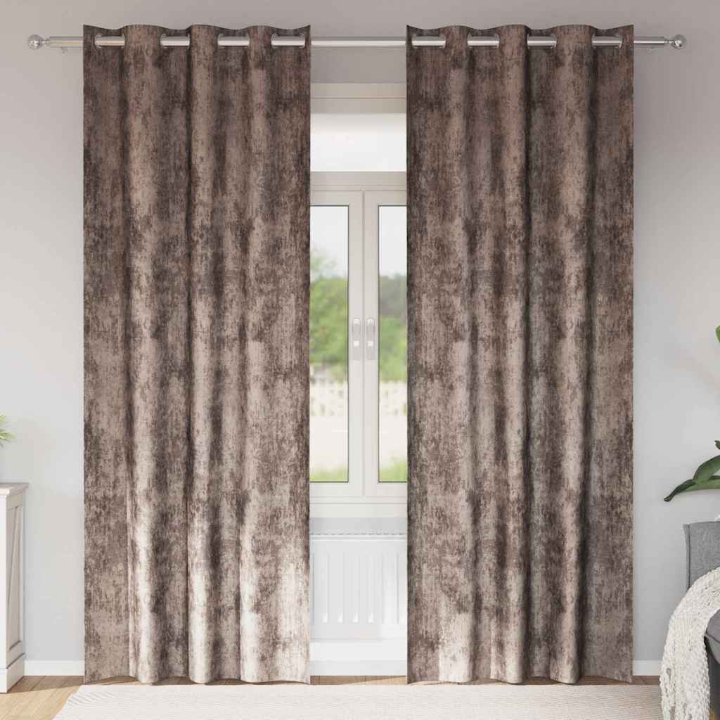 Velour Gardiner 2 pcs Cappuccino 260 x 140 cm Fløjl