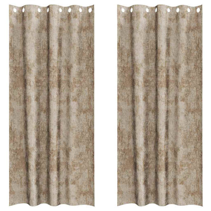 Velour Gardiner 2 stk. champagnefarvet 260 x 140 cm Fløjl