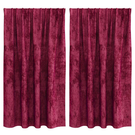 Velour Gardiner 2 stk. Vinrød 140 x 140 cm Fløjl