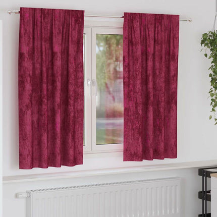 Velour Gardiner 2 stk. Vinrød 175 x 140 cm Fløjl