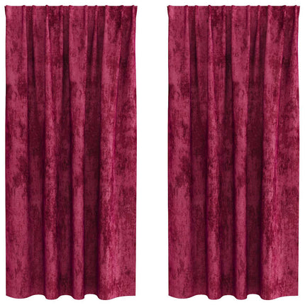 Velour Gardiner 2 stk. Vinrød 175 x 140 cm Fløjl