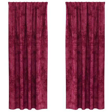 Velour Gardiner 2 stk. Vinrød 225 x 140 cm Fløjl