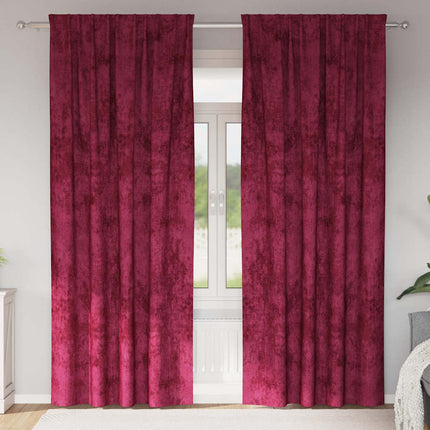 Velour Gardiner 2 stk. Vinrød 245 x 140 cm Fløjl