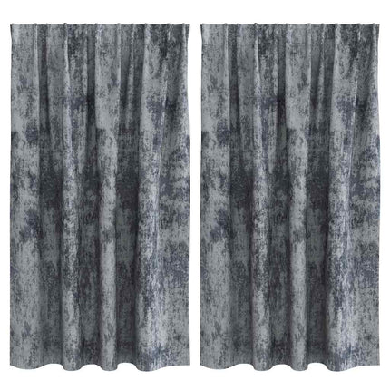 Velour Gardiner 2 stk. Sølvgrå 140 x 140 cm Fløjl