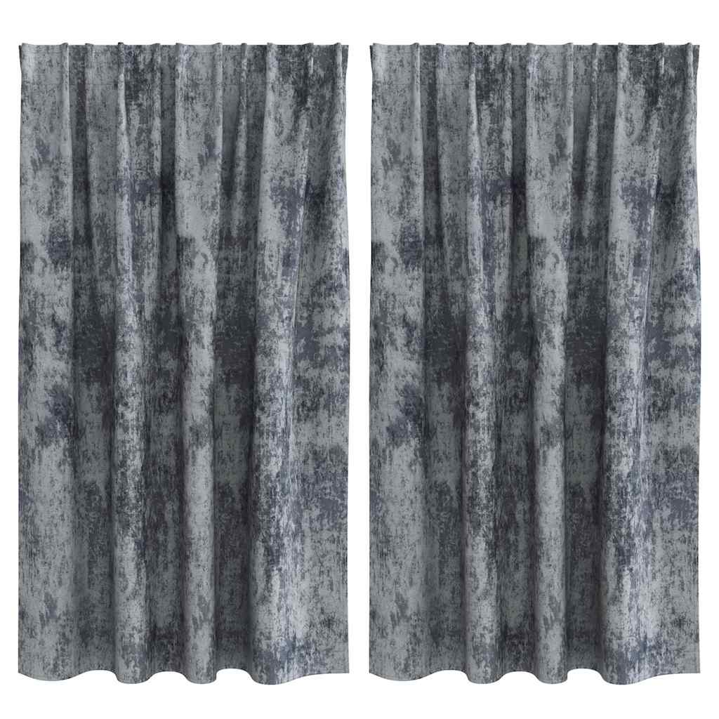 Velour Gardiner med gardiner 2 pcs Sølvgrå 140 x 140 cm Fløjl