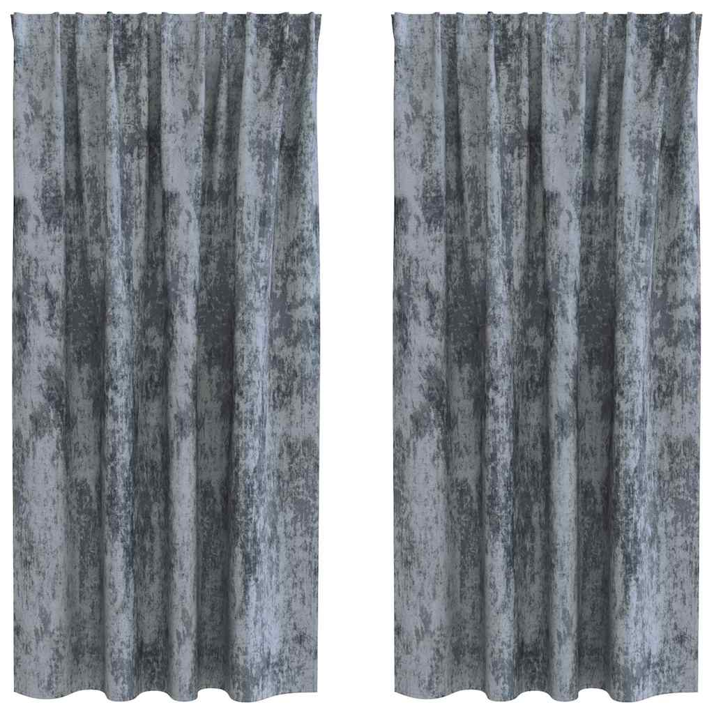 Velour Gardiner med gardiner 2 pcs Sølvgrå 175 x 140 cm Fløjl