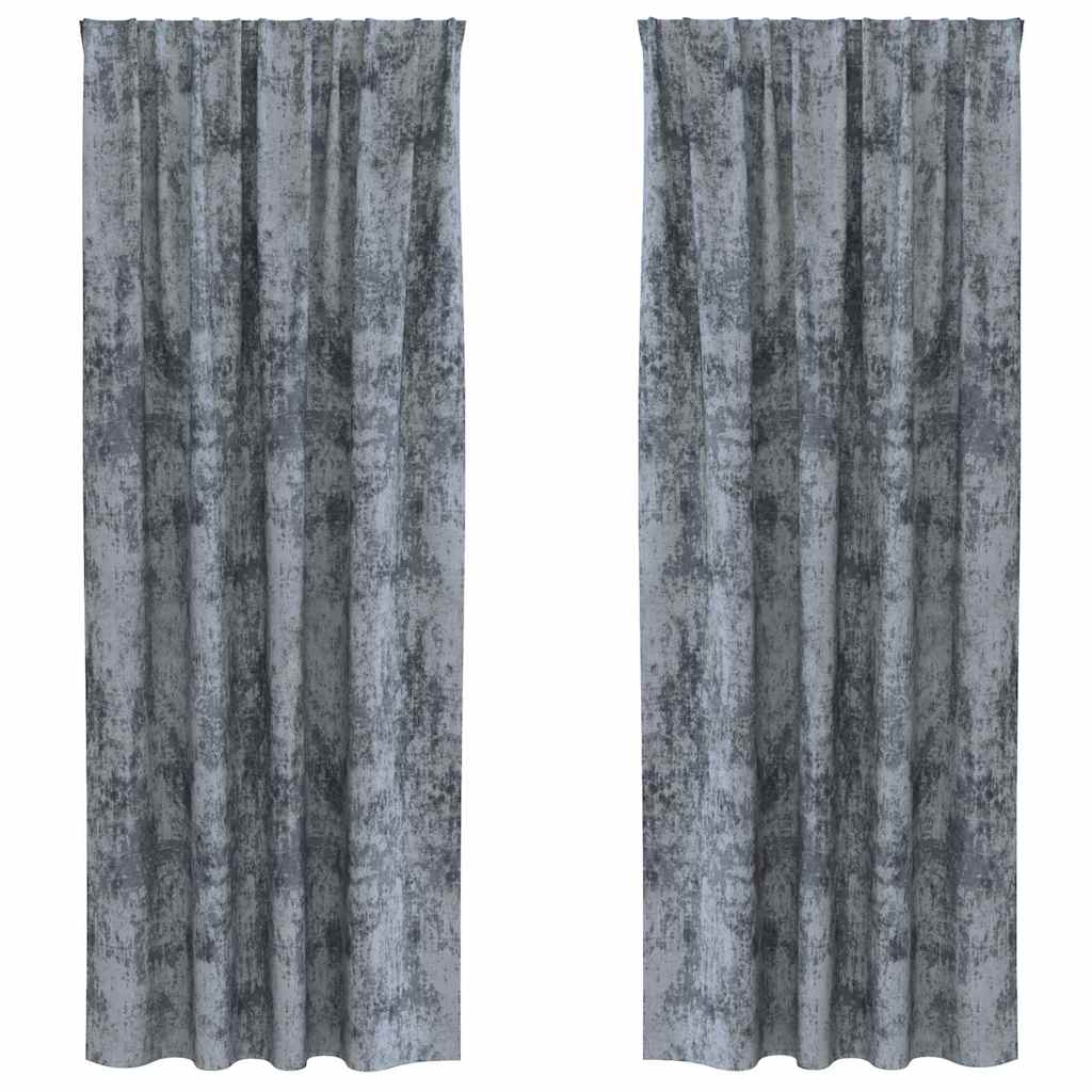 Velour Gardiner med gardiner 2 pcs Sølvgrå 260 x 140 cm Fløjl
