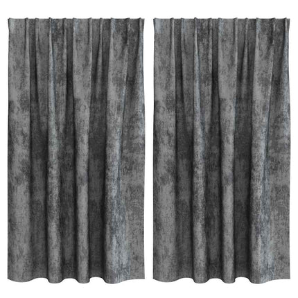 Velour Gardiner 2 stk. Grå 140 x 140 cm Fløjl