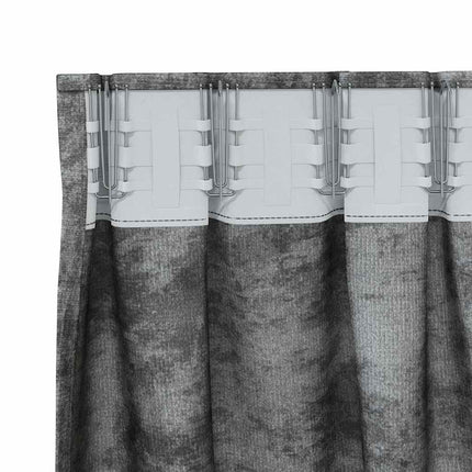 Velour Gardiner 2 stk. Grå 175 x 140 cm Fløjl