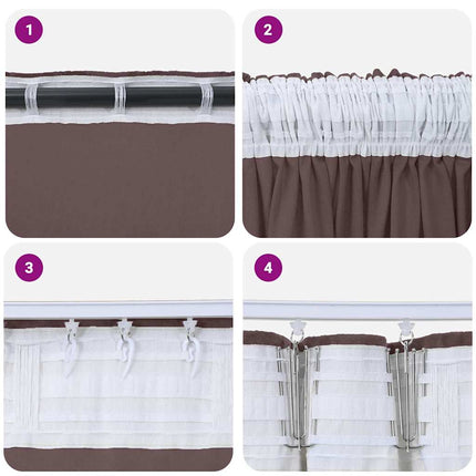 Velour Gardiner 2 stk. Brun 140 x 140 cm Fløjl