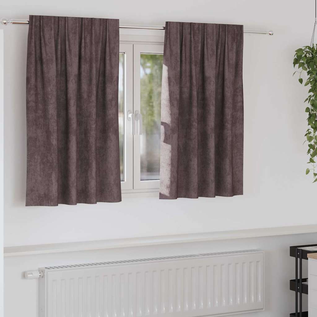 Velour Gardiner med gardiner 2 pcs Brun 140 x 140 cm Fløjl