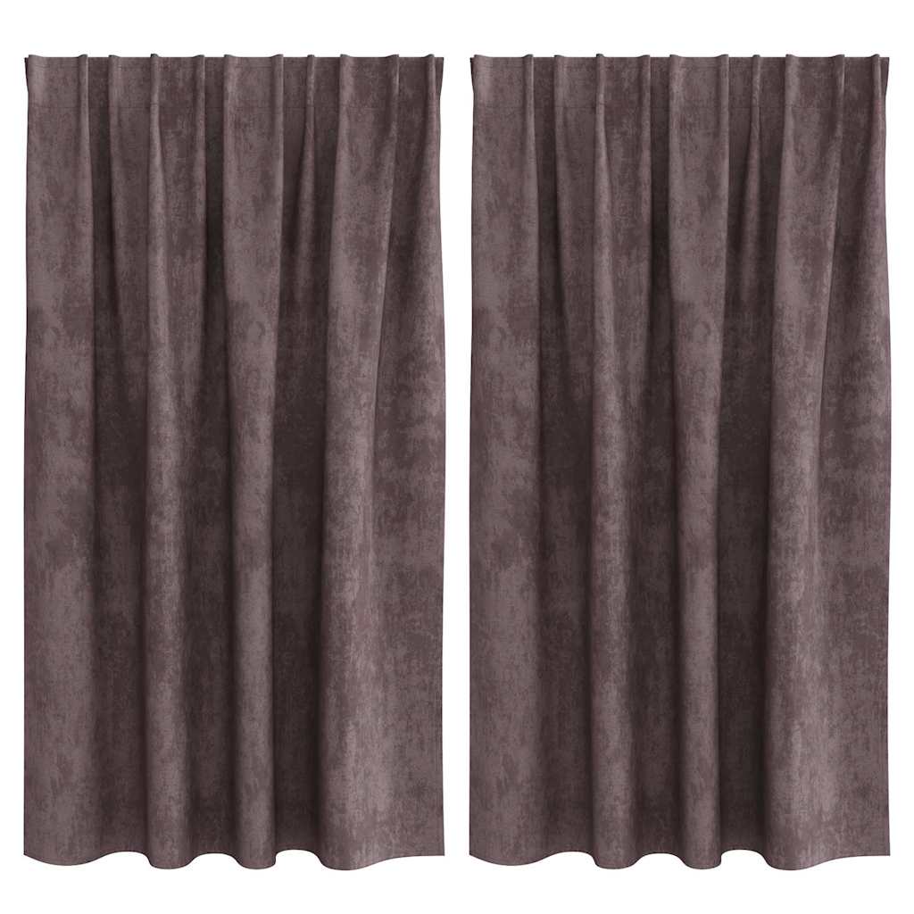 Velour Gardiner med gardiner 2 pcs Brun 140 x 140 cm Fløjl