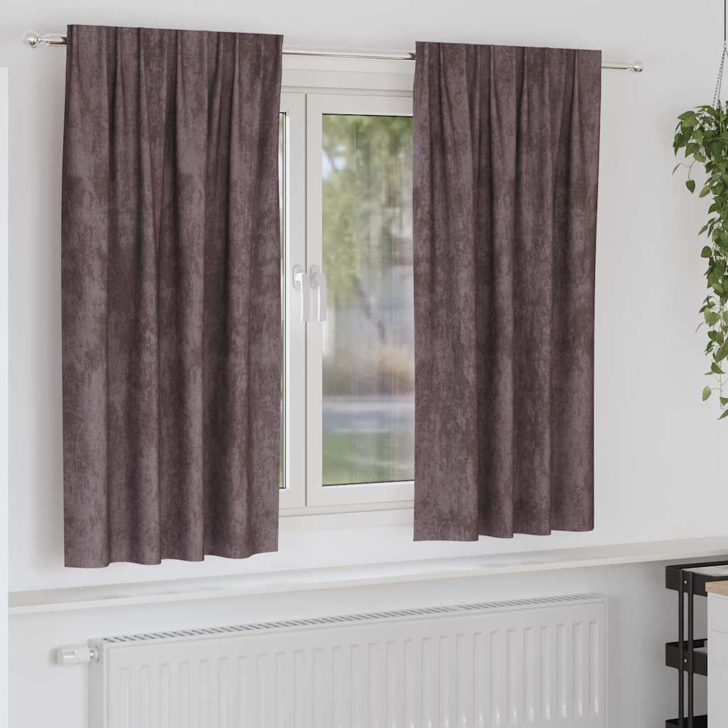 Velour Gardiner med gardiner 2 pcs Brun 175 x 140 cm Fløjl