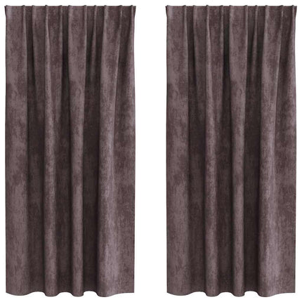 Velour Gardiner 2 stk. Brun 175 x 140 cm Fløjl